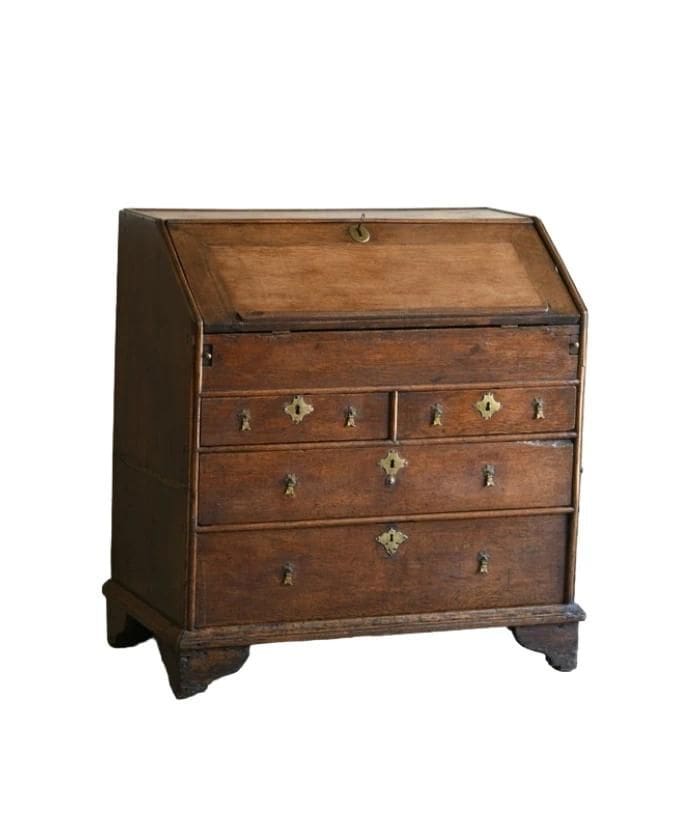 Antique Georgian bureau writing desk with brass detail hardware