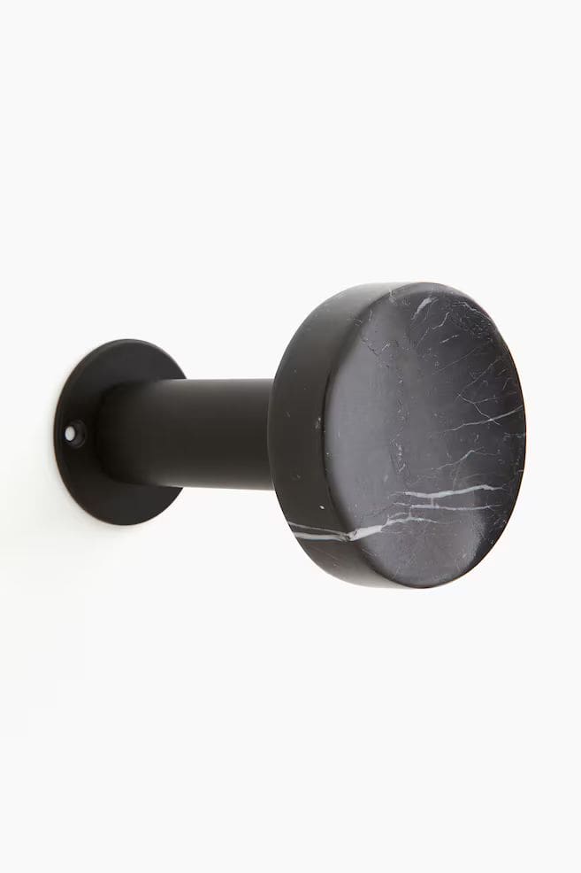 Black and white marble round wall hook