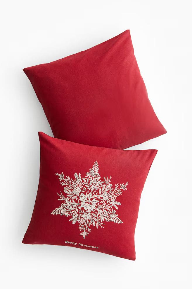 Red and white snowflake Christmas cushions