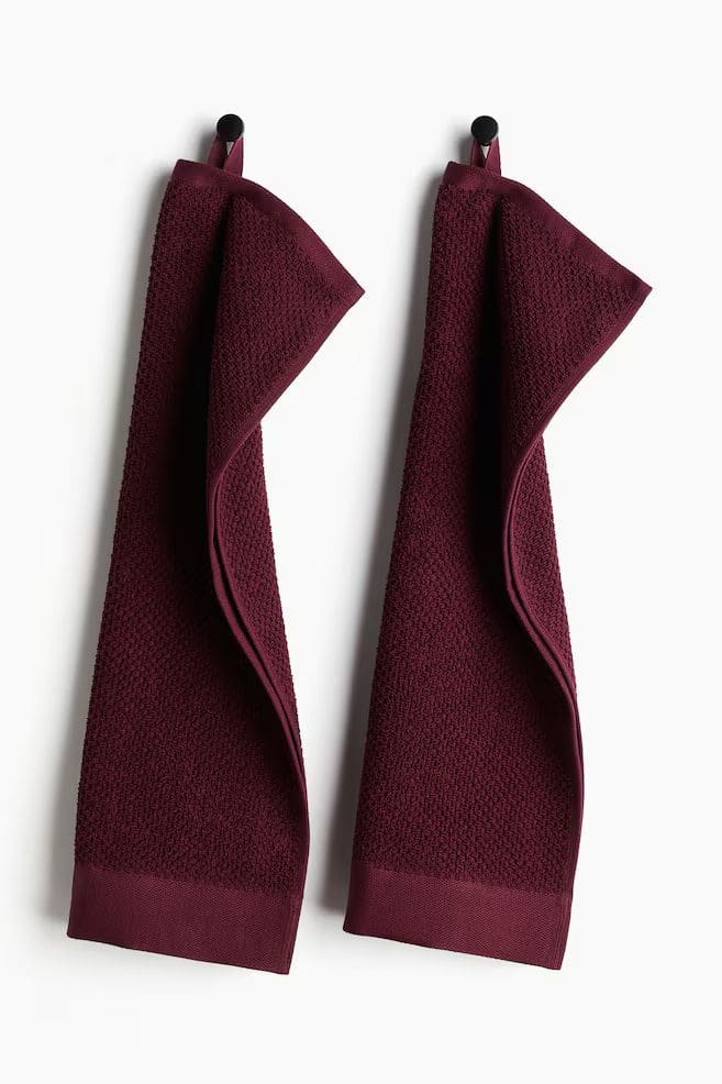 Deep burgundy hand towels