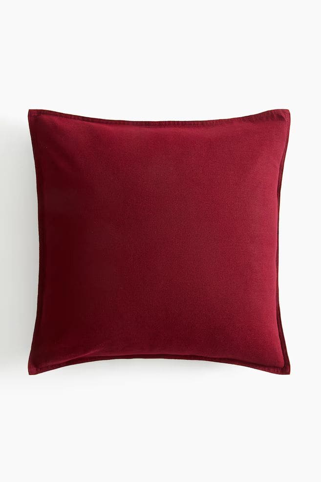 Red velvet throw cushion